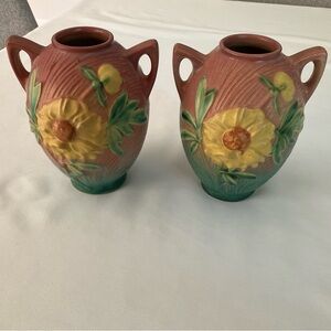 Pair Roseville Pottery 6” Vases